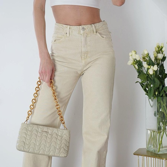 Zara Z1975 High Rise Straight Jeans Sand 4 NWT - Picture 4 of 11